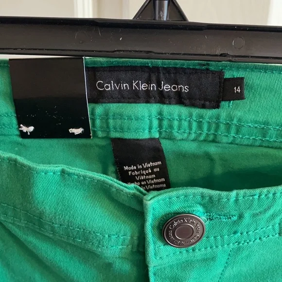 Calvin Klein 14 green stretchy jeans - Picture 2 of 5
